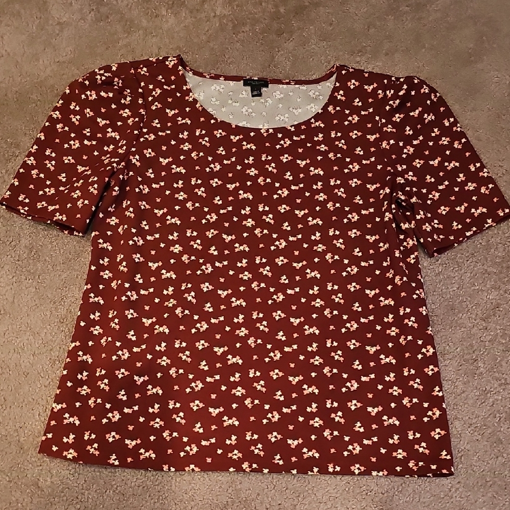 Ann Taylor Crimson Floral Top
